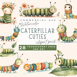 Imágenes prediseñadas de oruga de acuarela, imágenes prediseñadas de oruga caprichosa PNG, decoración de guardería, arte de dibujos animados, linda oruga de insecto, insecto de primavera PNG