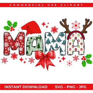 Christmas Mama Coquette Png, Mama Claus png, Christmas coquette bow png, Doodle Christmas PNG, Gift for Mama, Xmas gift for mother PNG svg