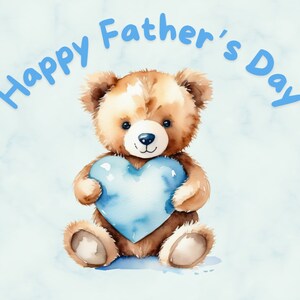 Ours en peluche heureux fête des pères PNG, design bleu fête des pères, sublimation fête des pères, papa, papa, nounours coeur bleu téléchargement numérique instantané