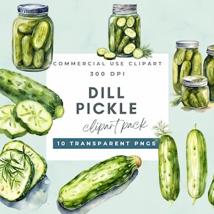 Clipart di aneto sottaceto, clipart acquerello sottaceto, clipart di sottaceti, cetriolo sottaceto, cetriolino, cibo conservato, png sottaceto, sottaceti acquerello