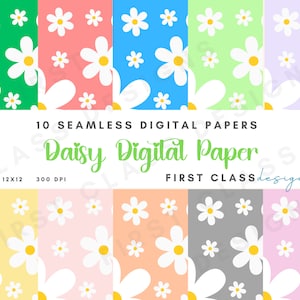 Gänseblümchen Hintergrund Digitales Papier Muster Gänseblümchen Druckbare Nahtlose Gänseblümchen Blumenmuster Digital Download Florale Hintergründe Seamless Paper