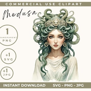Imágenes prediseñadas de Medusa, imágenes prediseñadas de mitología, criatura mitológica griega PNG, Grecia antigua, serpiente dama SVG de alta resolución, uso comercial