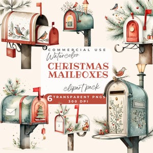 Weihnachten Briefkasten Clipart, Briefkasten PNG, Briefkasten Clip Art, Winter Briefkasten PNG, Niedliche wunderliche Briefkasten Clipart, Aquarell Briefkasten Clipart
