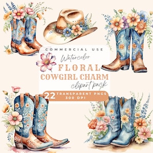 Cowgirl boots clipart with flowers, Watercolor cowgirl boot clipart PNG Cowgirl boots clip art flowers cowgirl floral boots and hats clipart