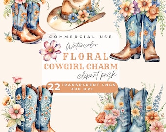 Cowgirl boots clipart with flowers, Watercolor cowgirl boot clipart PNG Cowgirl boots clip art flowers cowgirl floral boots and hats clipart
