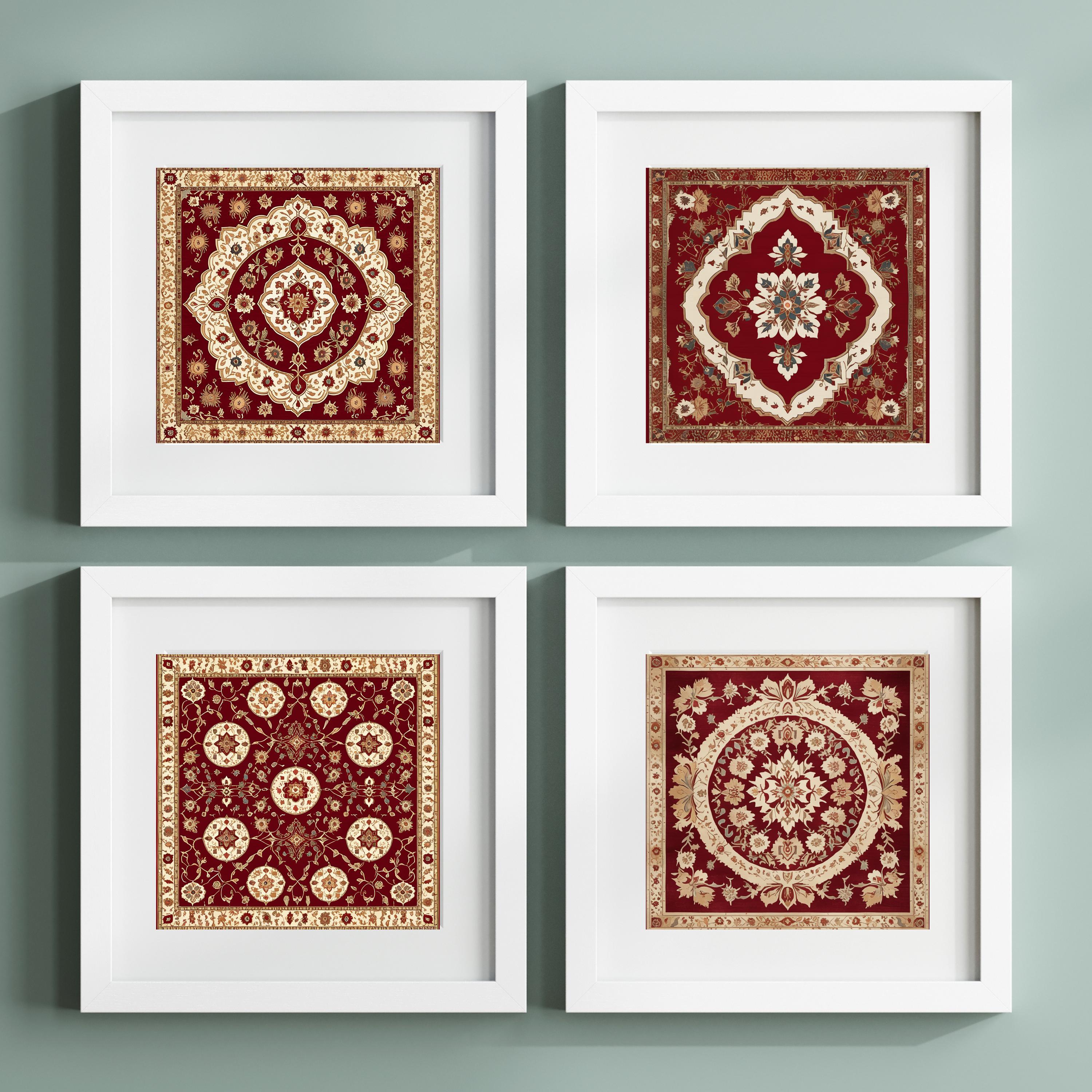 Persian Red Carpet Printable, Persian Rug Digital Paper Pack, Red ...