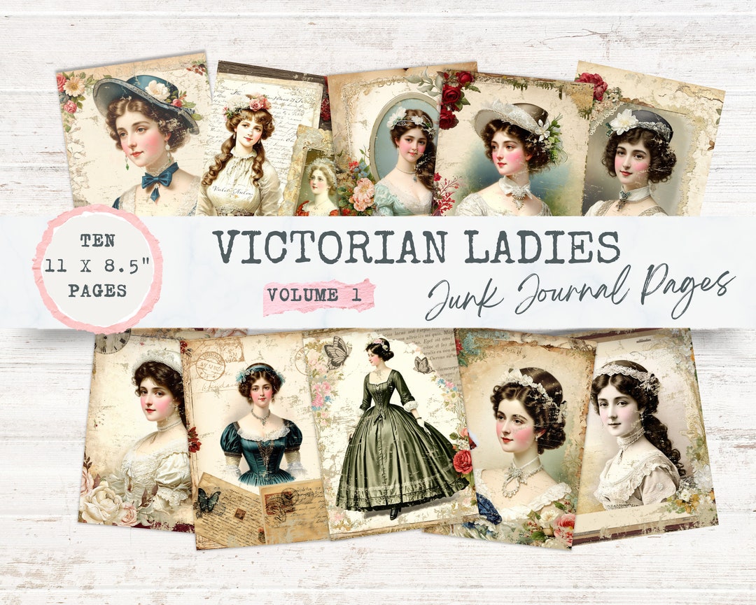 Victorian Ladies Junk Journal Pages, Vintage Woman Collage Sheet ...
