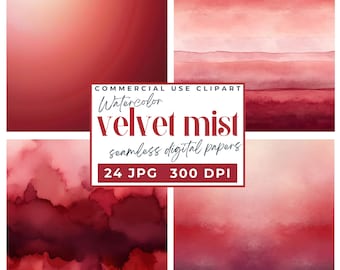 Digital Paper Red Gradient Seamless, Soft Watercolor Backgrounds, Blush & Burgundy Textures, Abstract Ombre Backdrop, Scarlet Aesthetic JPG