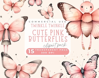 Imágenes prediseñadas de mariposa rosa brillante, imágenes prediseñadas de mariposa rosa en acuarela, imágenes prediseñadas de baby shower, invitación de cumpleaños, manualidades de papel, diario basura
