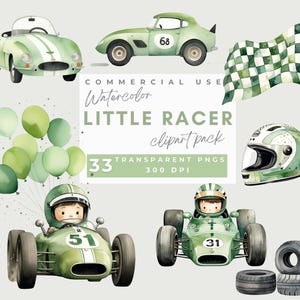 Aquarel raceauto clipart, groene racewagen clipart, retro raceauto illustraties, vintage racen, aquarel auto's, vintage schattige auto's png-bestanden