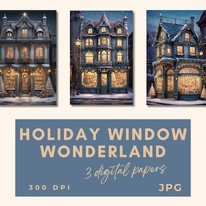 Christmas Storefront Clipart, Watercolor Christmas Shop, Christmas decor storefront window, Christmas market Holiday graphics Commercial use