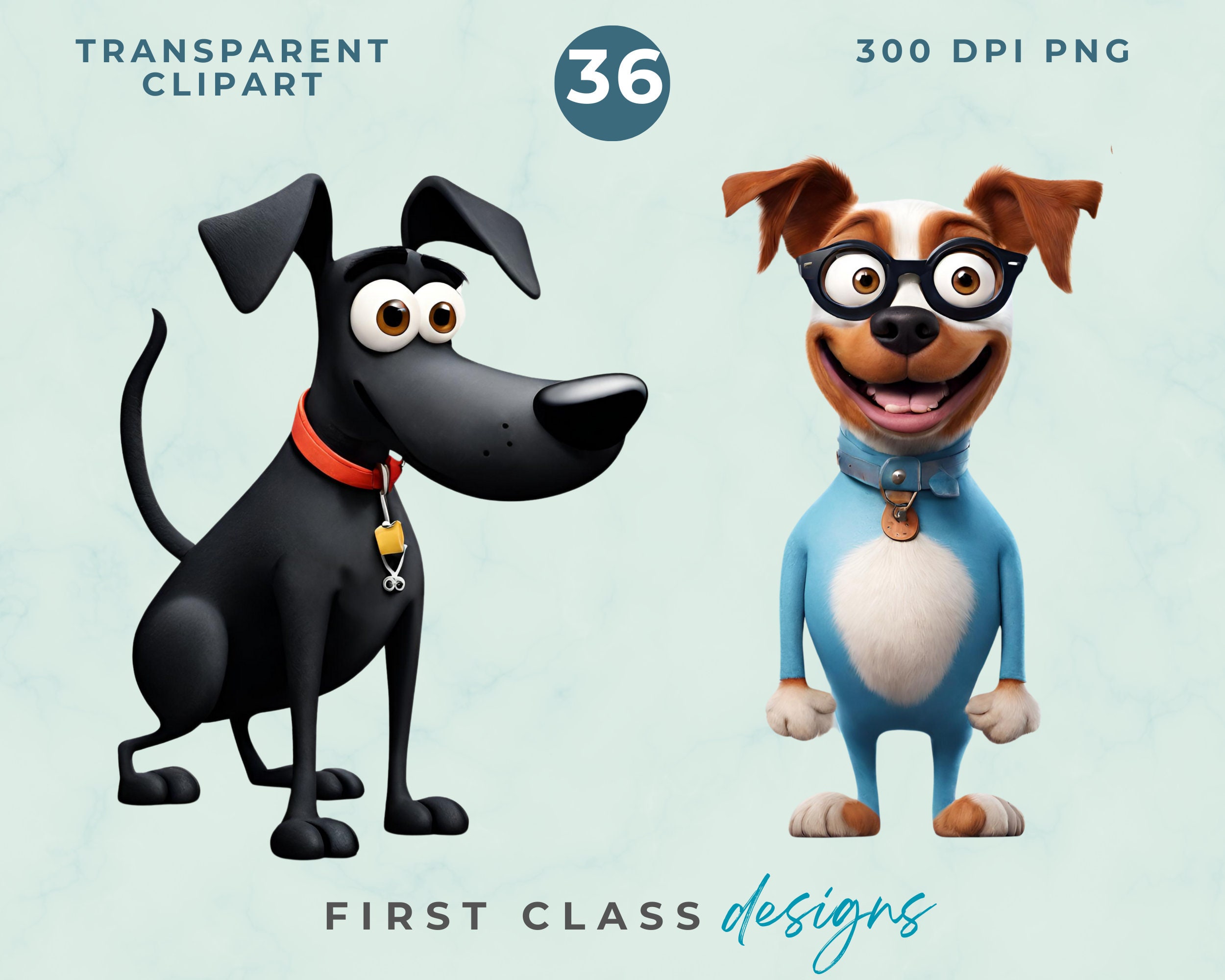 Quirky Dog Clipart PNG, Whimsical Dogs Sublimation Clip Art Animals ...