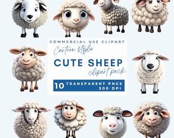 Quirky sheep clipart, Cartoon sheep clipart, Cute sheep Clipart, Whimsical Sheep Clip art  Farm Animals PNG Funny Sheep PNG Kids Graphics