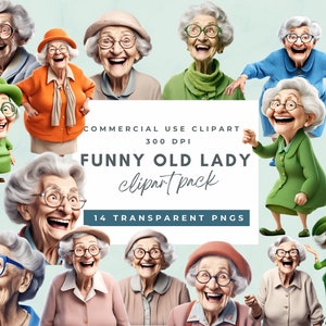 Oude dame clipart, grappige oude dames clipart, oma cadeau, cartoon oma, ouderdom senior, OAP oude vrouw png, grillige oude dame png