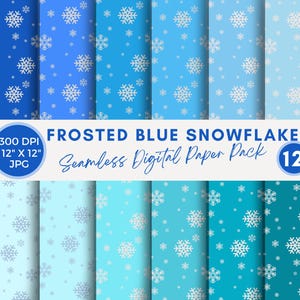 Frosted blaue Schneeflocken nahtlose digitales Papier Printable Winter Schneeflocken Digitales Papier Schneeflocken Muster Seiten Junk Journal Scrapbooking