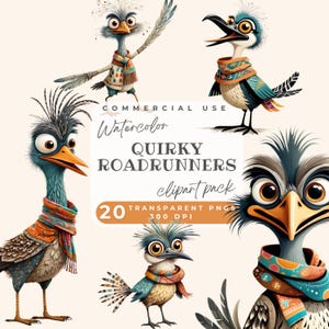 Clipart original Roadrunner, aquarelle drôle Roadrunner Clipart, Clipart Roadrunners en cours d'exécution, oiseaux, bébé oiseau mignon, graphique PNG Transparent