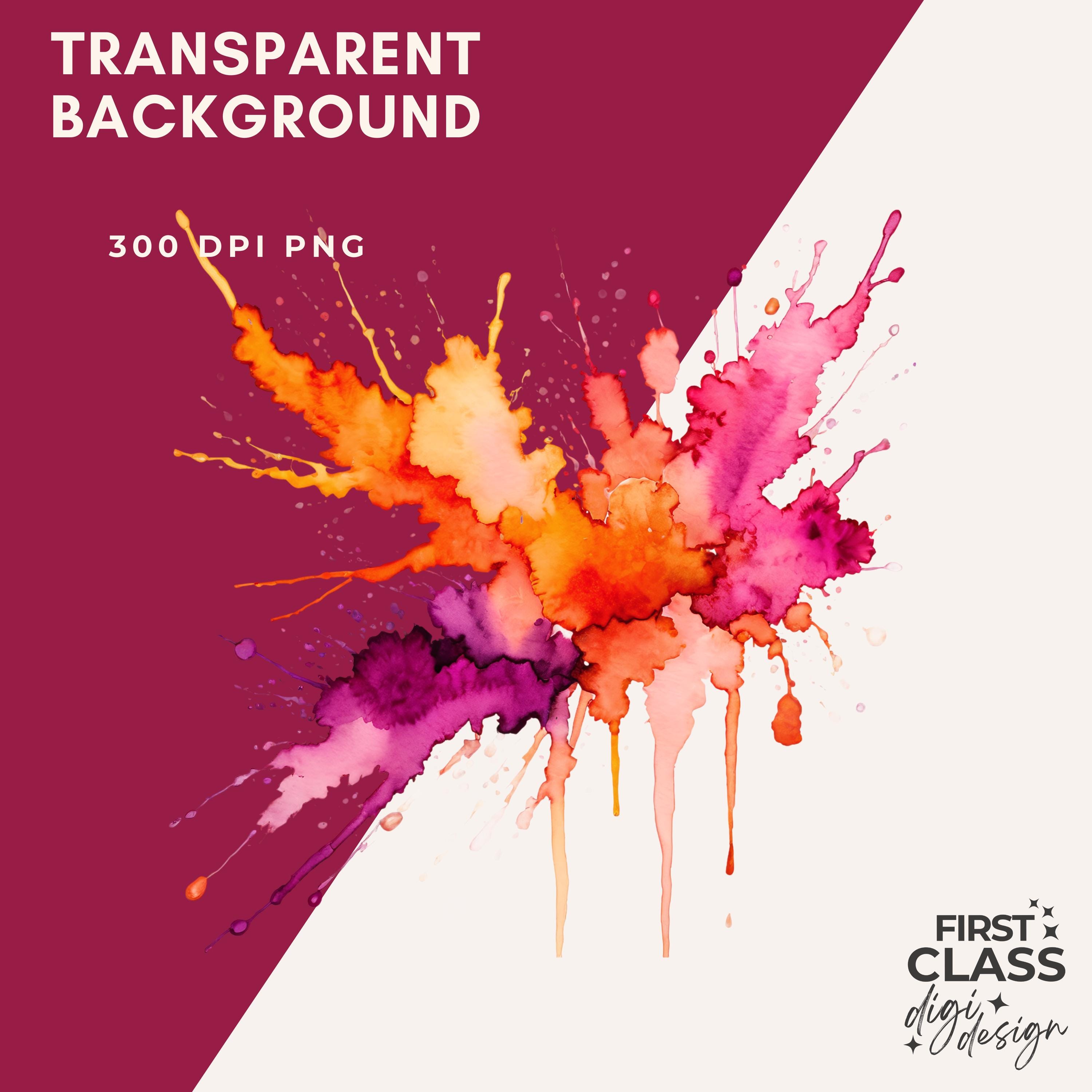 Alcohol Ink Splatter Clipart, Sunset Splatter, Pink and Orange Ink ...