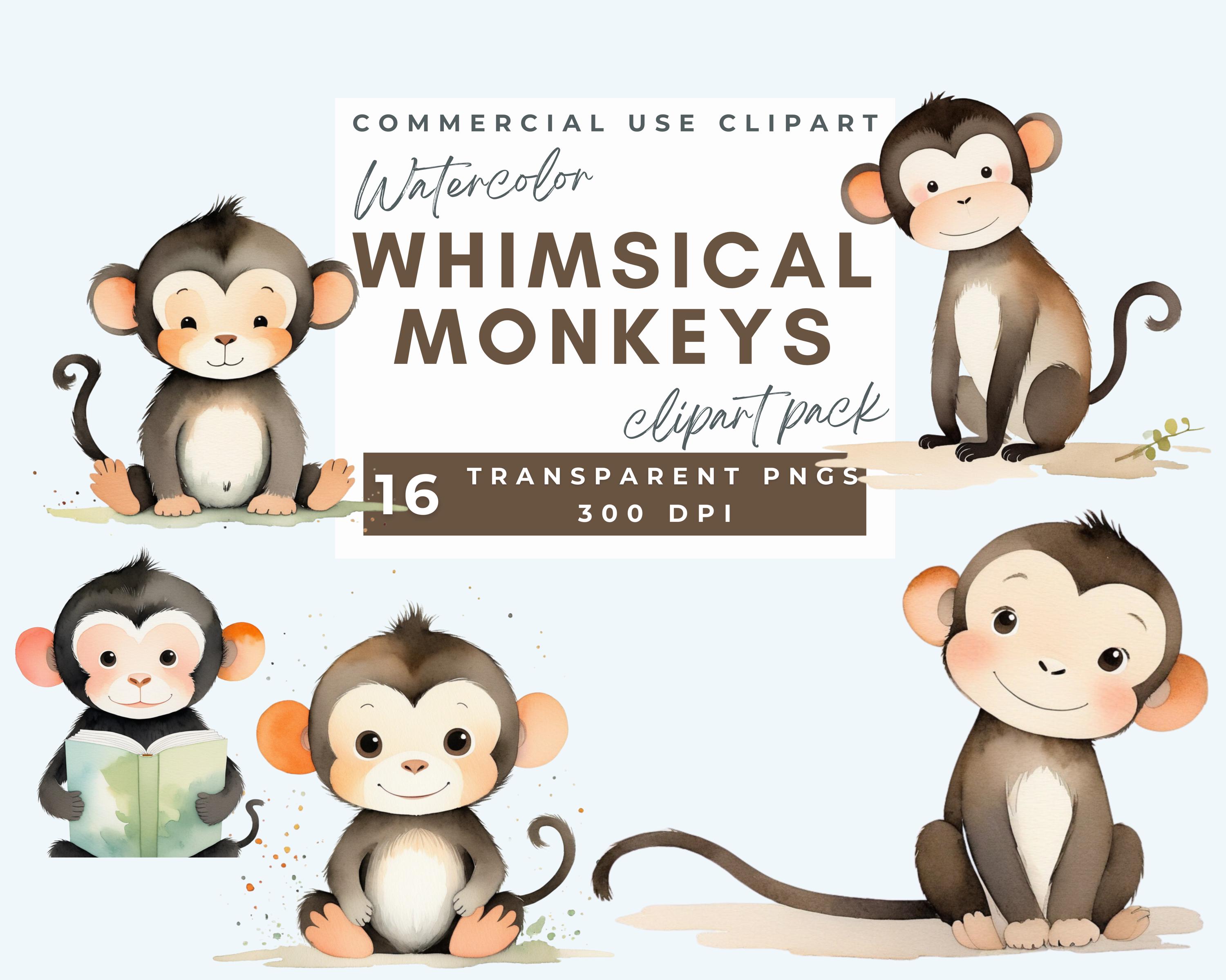Mono Clipart acuarela Safari animales vivero clipart bebé animales clip art  monos caprichosos png, decoración de la guardería del bebé lindo baby  shower - Etsy México, image size:3000x2400