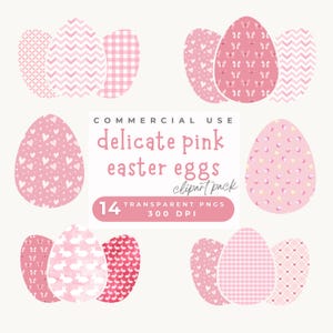 Delicato pacchetto di clipart di uova di Pasqua rosa, clipart di Pasqua pastello, clipart di primavera, PNG di buona Pasqua, Pasqua accogliente, creazione di biglietti, artigianato di carta