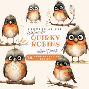 Rotkehlchen Clipart Pack - 14 PNGs, transparente Hintergründe für Weihnachtsbasteleien, Karten, Scrapbooking, Junk Journals & digitale Projekte