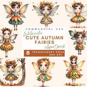Cute Autumn fairy clipart, Fall fairy clipart, Watercolor Woodland Forest Fairy, Autumn Garden Baby Shower, Card Making, Commercial use PNG