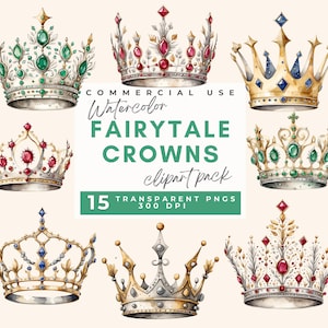 Princess Crown Clipart, Commercial Use Clipart Crown, Fairy tale crowns, Royal Crown Clipart, Princess Tiaras, King, Queen, Prince, Gold PNG