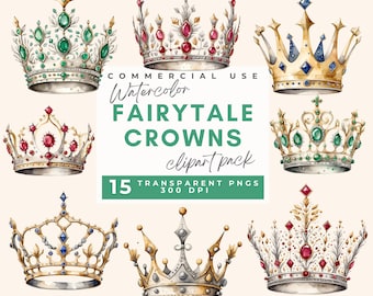 Princess Crown Clipart, Commercial Use Clipart Crown, Fairy tale crowns, Royal Crown Clipart, Princess Tiaras, King, Queen, Prince, Gold PNG