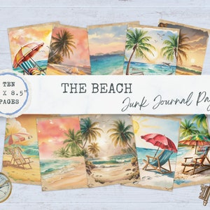 Beach theme Junk Journal Coastal Junk Journal Beach Junk Journal Printables Beach Junk Journal Printable Pages Scrapbook Paper Collage Sheet