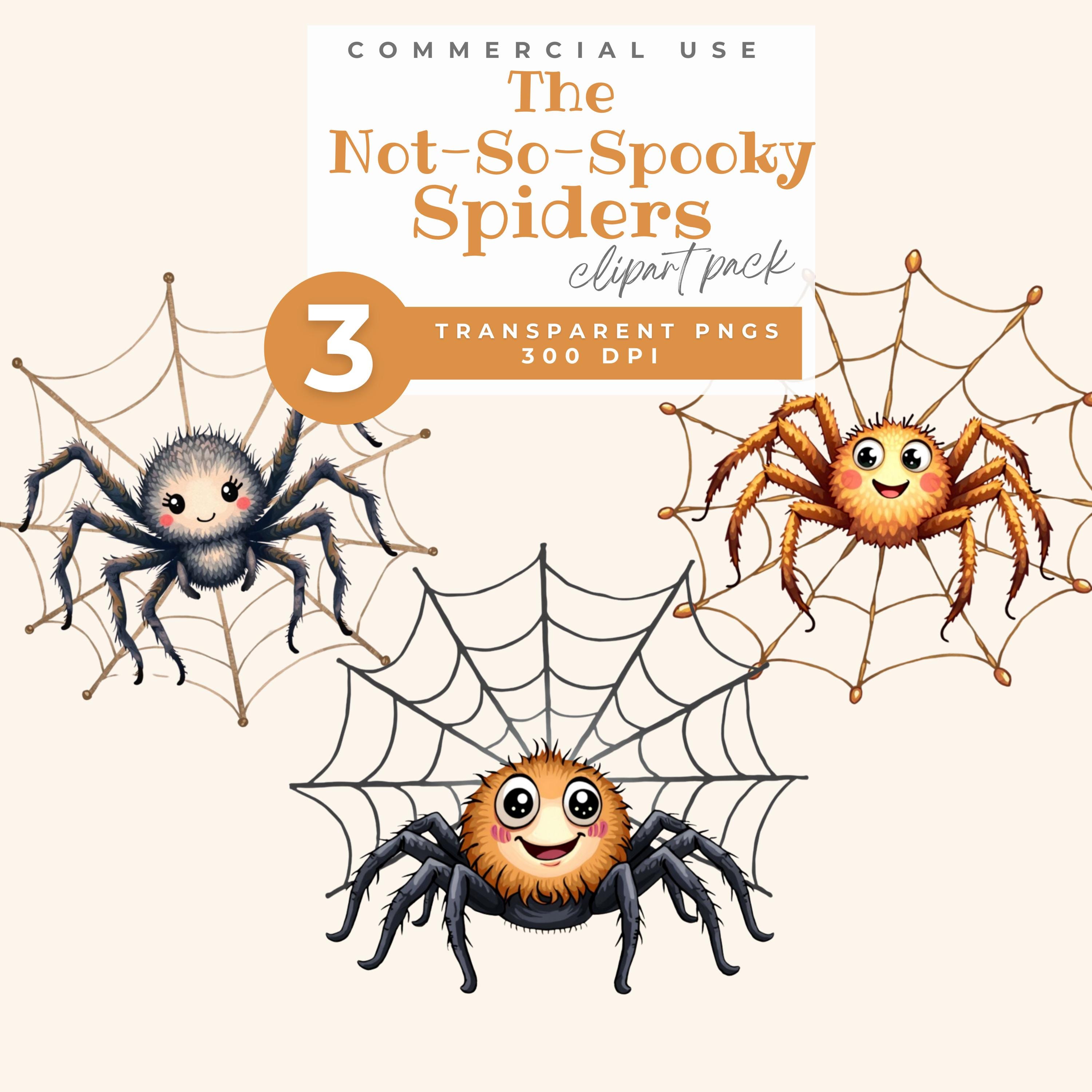 かわいい蜘蛛の巣のクリップアート、水彩クリップアート PNG、気まぐれな自然アート漫画スタイルの蜘蛛のイラスト、かわいい不気味なハロウィーンの画像 -  Etsy 日本, image size:3000x3000