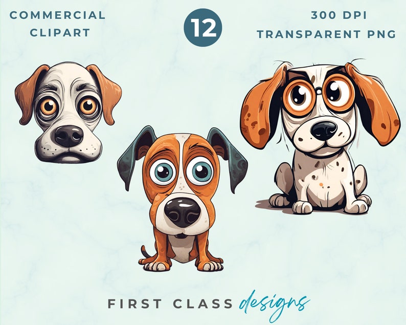 Quirky Dogs Clipart PNG, Whimsical Dogs Sublimation Clip Art Animals ...