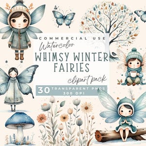 Winter Fee Clipart, wunderliche Winter Feen, Aquarell Weihnachtsfeen, Märchen, Winter-Baby-Dusche Clipart, kommerzielle Nutzung PNG