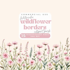 Weicher rosa Wildblumen Rand PNG, Aquarell Blumen Clipart, Wildblumen Blumen Clip Art, Blumenrahmen Set, Hochzeit Clipart, transparentes PNG