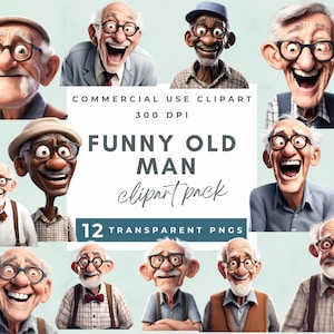 Lustiger alter Mann Clipart PNG, mürrischer alter Mann, glücklicher Mann Clipart, Cartoon glücklicher Großvater Png, schrulliger Opa Clipart, ältere Menschen Clip Art png