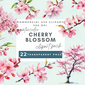 Pink Cherry Blossom Clipart, Cherry Blossom Tree clipart, Spring Clipart, Pink Flower Clipart, Wedding floral, Cherry blossom flower clipart