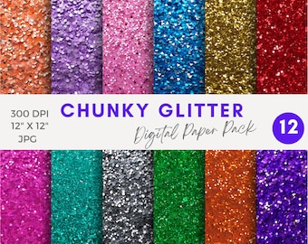 Chunky Glitter Digital Paper,  Instant Download, Commercial Use, 300 Dpi, Planner Paper Scrapbooking, Luxury Glitter Texture Shimmer sparkle