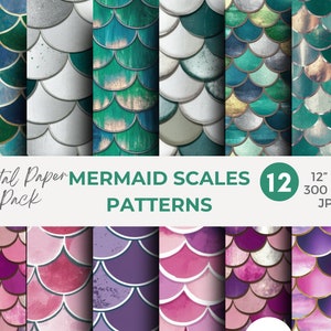 Mermaid scale digital paper, mermaid tail shimmer textures, scale patterns, invitation backgrounds, nautical printable scrapbook paper JPG
