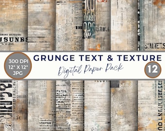 Digital papers with letters on, Grunge Letters Digital Papers, Grunge Junk Journal, Grunge Printable Papers, Instant Download, Letter Papers