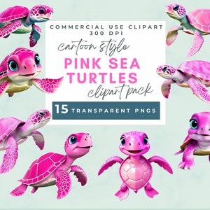 Sea Turtle Clipart Pink Cartoon Sea Turtle Clipart Cute Baby Turtle Clip art, Ocean Animals Transparent Pngs Cute Turtle clipart pink turtle