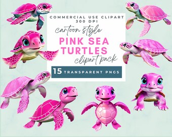 Sea Turtle Clipart Pink Cartoon Sea Turtle Clipart Cute Baby Turtle Clip art, Ocean Animals Transparent Pngs Cute Turtle clipart pink turtle
