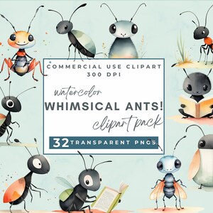 Watercolor clipart ants Funny Whimsical Ants Clipart Ants Illustration Quirky Ants ClipArt Digital ants Crafting Scrapbooking Commercial Use