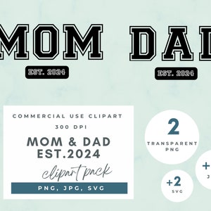 Papa EST 2024, moeder EST 2024, nieuwe ouders 2024, nieuwe baby 2024, moeder 2024 png, vader 2024 png, nieuw babycadeau, cadeau voor nieuwe ouders, Instant Download