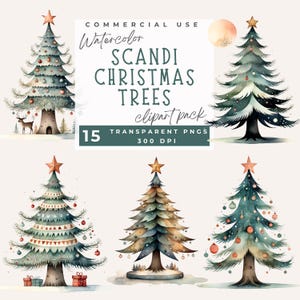 Clipart arbre de Noël scandinave, clipart arbre de Noël nordique, arbre de Noël Png, arbres de Noël fantaisistes, clipart hiver, fabrication de cartes
