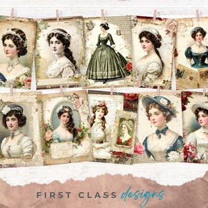 Victorian Ladies Junk Journal Pages, Vintage Woman Collage Sheet ...