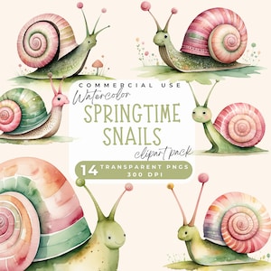 Schattige slak clipart, lente slakken clipart, roze en groene schattige slakken illustraties PNG, 20 PNG, kwekerij clipart, babyshower, dierlijke clipart