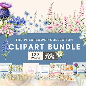 La collection de fleurs sauvages, aquarelle fleurs sauvages des cliparts, bordures de fleurs sauvages Blush, des cliparts fleurs sauvages du Texas, des cliparts d'éléments fleurs sauvages