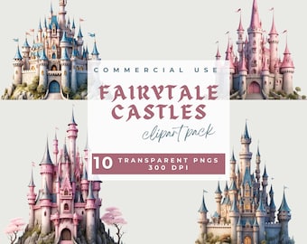 Fairytale Castle Clipart, Fairy Tale Castle Clipart PNG, Blue pink fairytale magical castle clipart png, nursery clipart fairy kingdom png