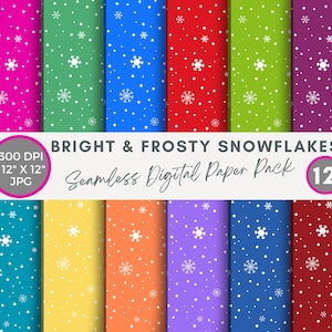 Christmas Digital Paper Pack Pattern, Snowflake Digital Paper, Christmas Digital Paper, Snowflake Patterns,  Seamless Snowflake Background
