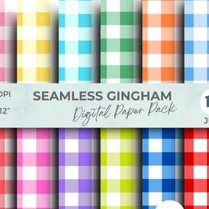 Pastel Gingham Digital Paper, Bright Gingham Digital Paper, Gingham seamless digital paper, Gingham pattern digital paper Background texture