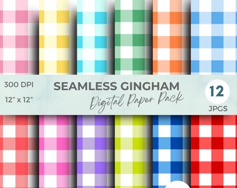 Pastel Gingham Digital Paper, Bright Gingham Digital Paper, Gingham seamless digital paper, Gingham pattern digital paper Background texture