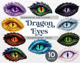 Dragon Eyes Clipart, Fantasy Dragon Clipart, Magical Eye Clipart, Mythical Creature Graphics, Fantasy Party, Gamer Design